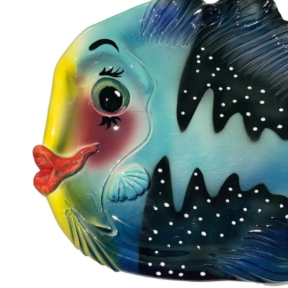 Ryan Charles Platter Multicolor Hand Painted Ceramic Fish 2001